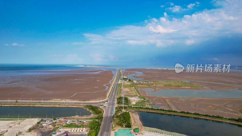 大海海洋沙滩海边公路航拍图