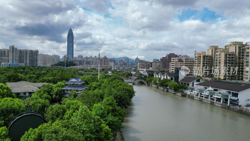 航拍温州印象南塘4A景区