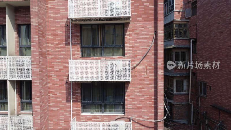 自贡自由路街道两旁建筑物航拍静态素材