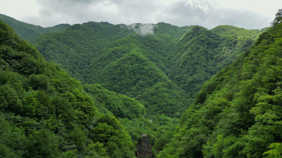 航拍雄伟大山森林自然风光