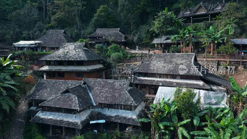 云南景迈山糯干古寨航拍