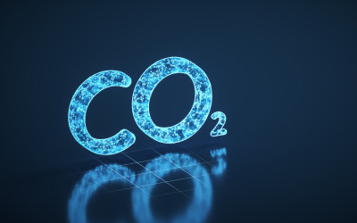 蓝色线条结构二氧化碳 3D渲染
