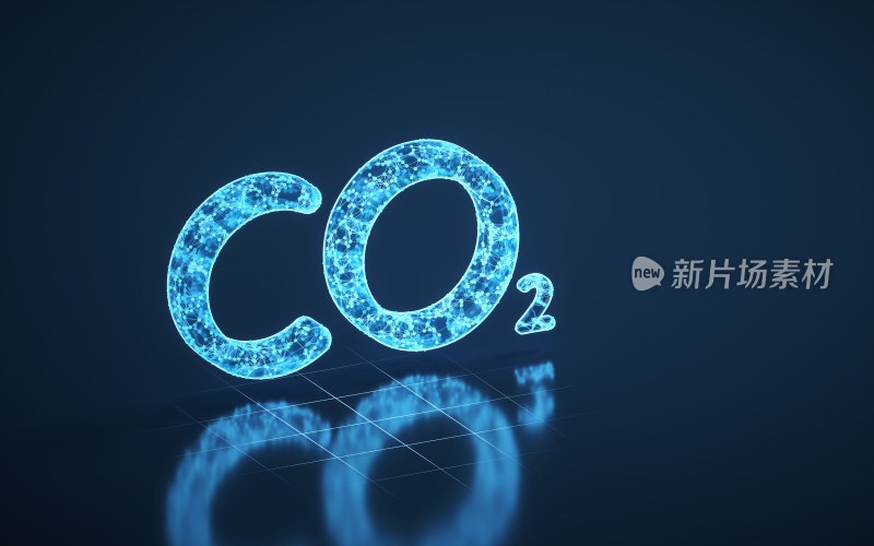 蓝色线条结构二氧化碳 3D渲染