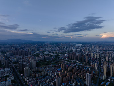 日落蓝调时刻 湖南衡阳开发区 城市风光