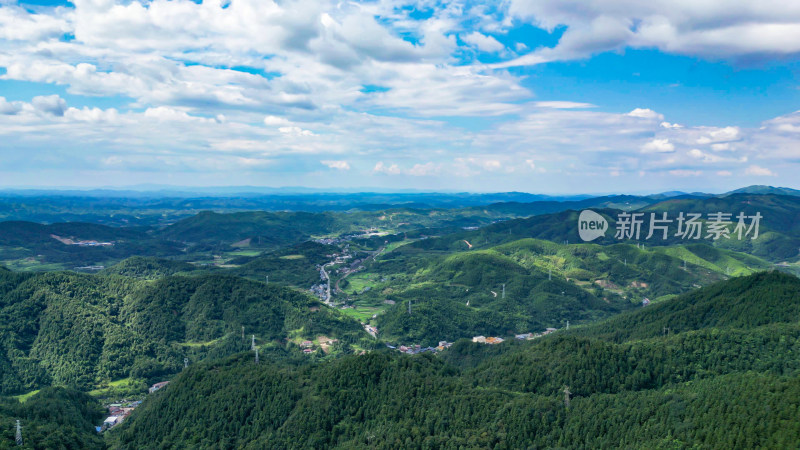 航拍祖国连绵起伏山川蓝天白云