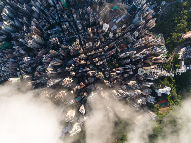 香港中环密集的建筑俯拍