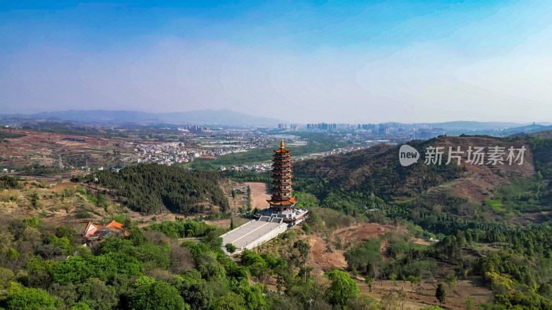 云南弥勒锦屏山景区航拍