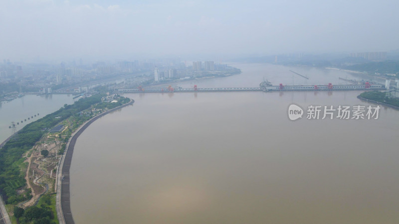 航拍湖北宜昌葛洲坝