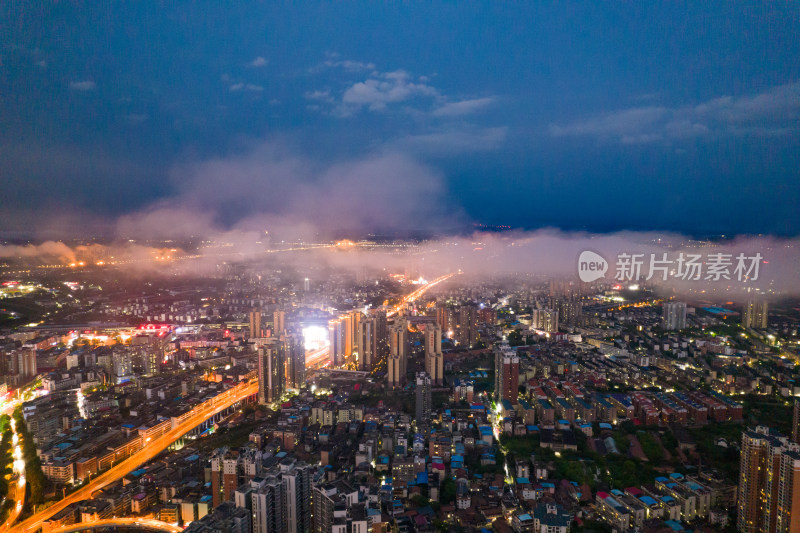 衡阳城市夜景航拍风光