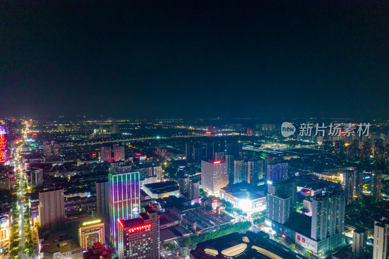 安徽宿州城市夜景交通航拍图