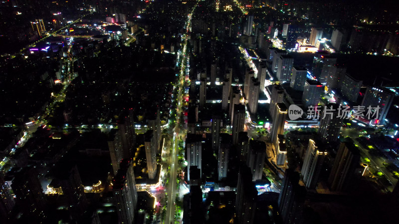 安徽蚌埠新区城市夜景灯光航拍