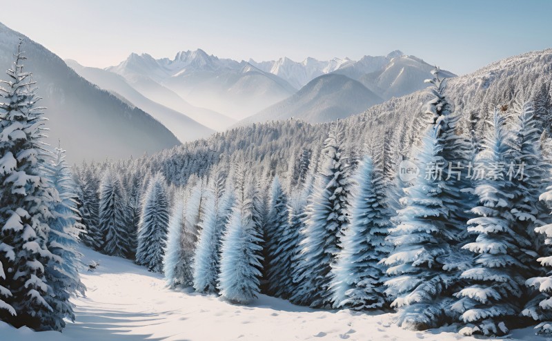 冬季森林白雪覆盖风景