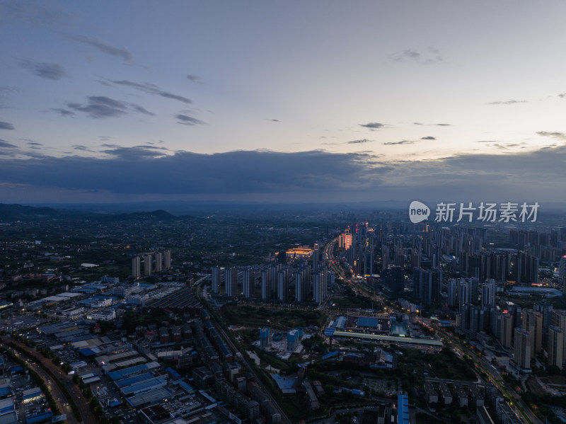 日落蓝调晚霞 航拍湖南衡阳开发区 城市风光