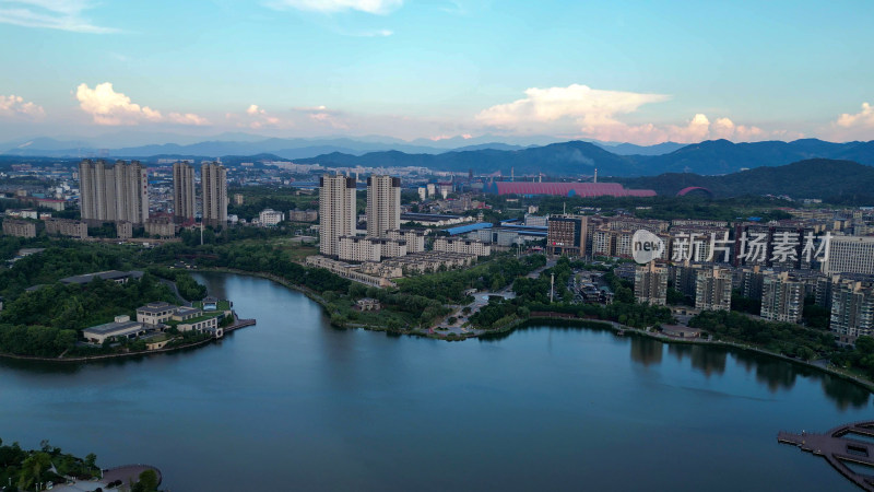 航拍江西萍乡玉湖湿地公园