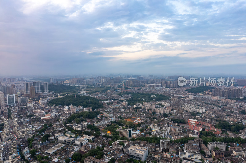 广东中山城市夕阳晚霞航拍摄影图