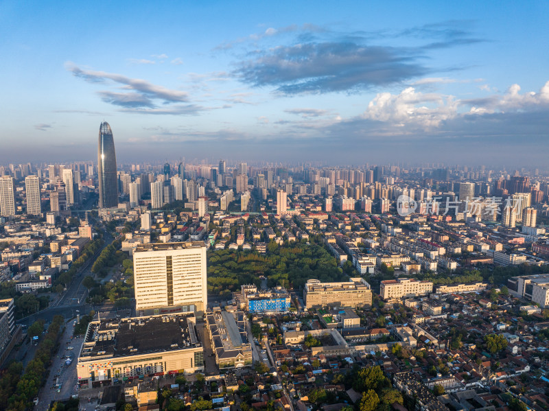 山东济南绿地中心市中区航拍城市全景