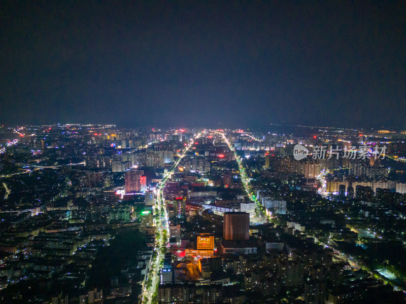 江西抚州城市夜景航拍图