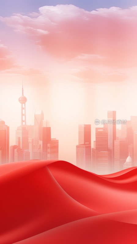红色主题，城市概念背景