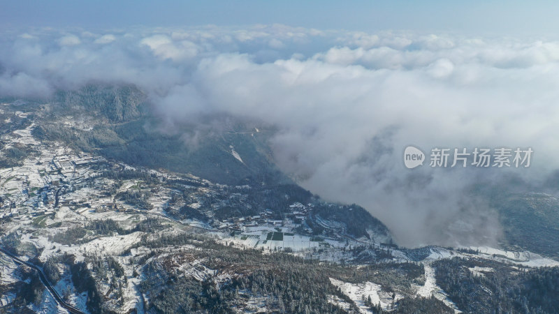 贵州山区雪景乡村