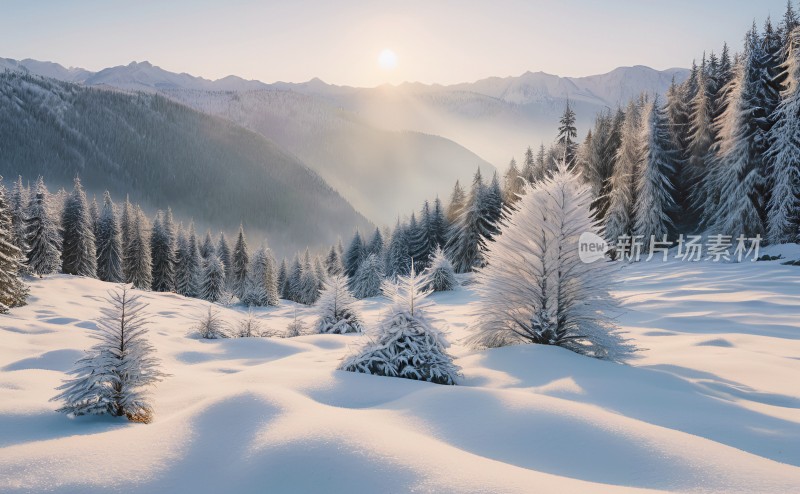 冬季森林白雪覆盖风景