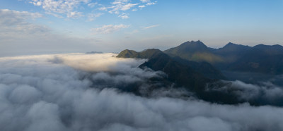 杭州千岛湖山峰高山云海风光航拍