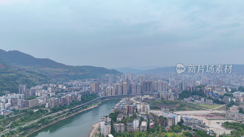 航拍四川达州建设达州大景摄影图