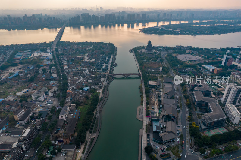 晚霞城市四川遂宁航拍摄影图