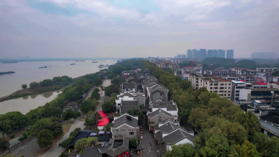 湖南岳阳岳阳楼巴陵广场汴河街航拍