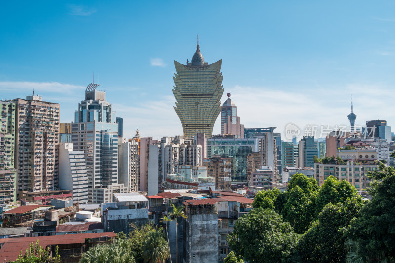 中国澳门地标建筑新葡京城市风光