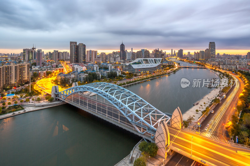 天津城市风光地标建筑城市夜景