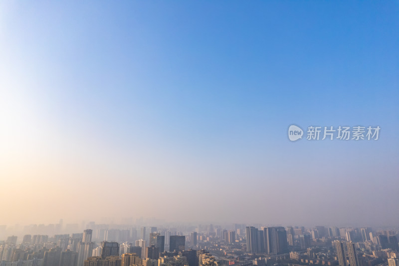 四川成都城市清晨风光航拍图