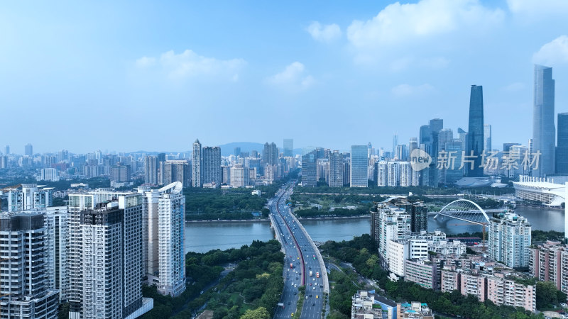 广州航拍珠江夜景广州塔日出城市建筑风光