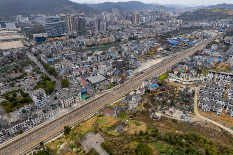 湖南吉首城市风光航拍图