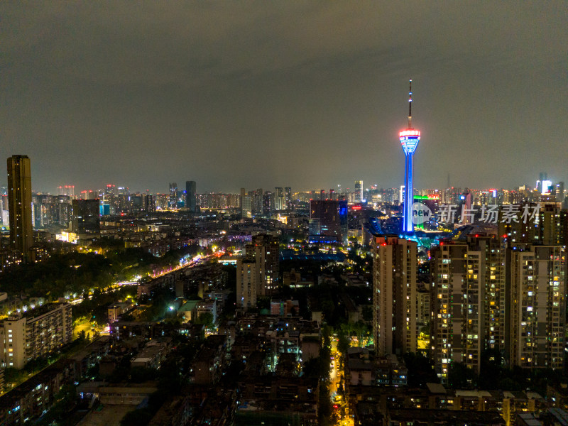 成都春熙路夜景航拍图