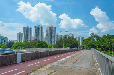 香港大埔墟城市公路道路桥梁与住宅建筑