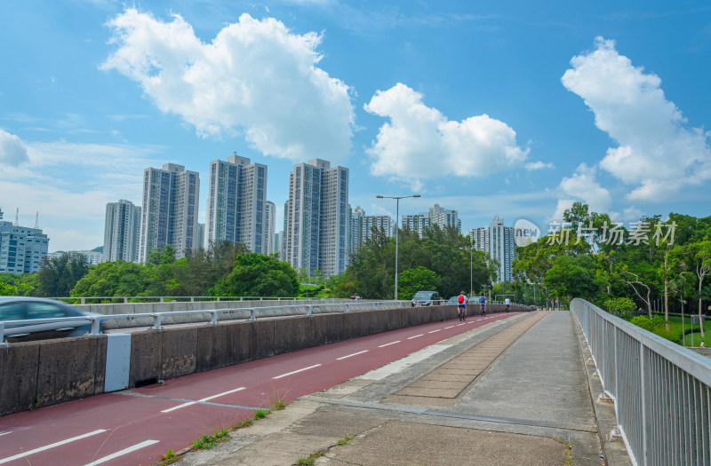香港大埔墟城市公路道路桥梁与住宅建筑