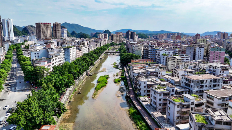 广东云浮城市建设航拍图