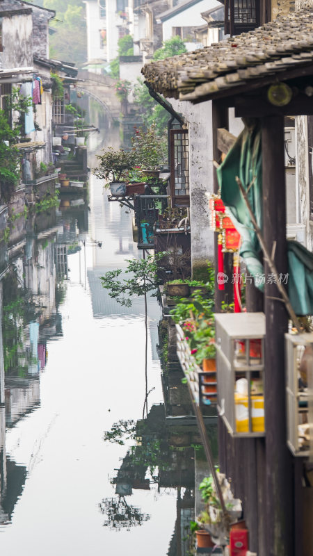 绍兴仓桥直街江南水乡风景