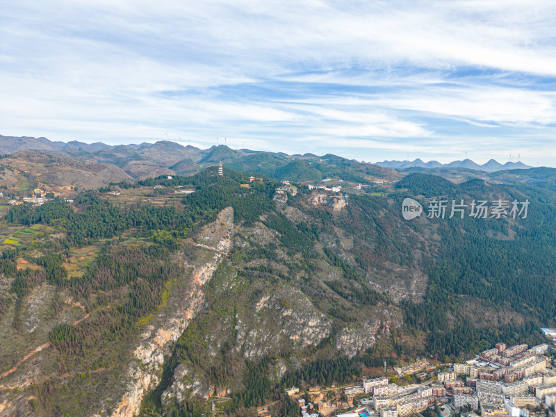 航拍云南个旧老阴山景区