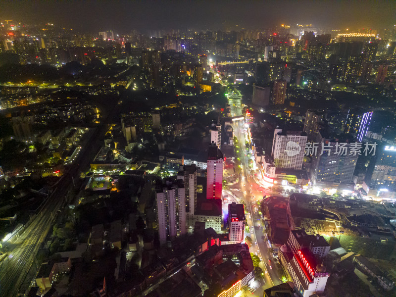 城市夜景万家灯火航拍摄影图