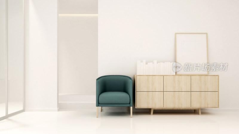 简约室内沙发与储物柜场景