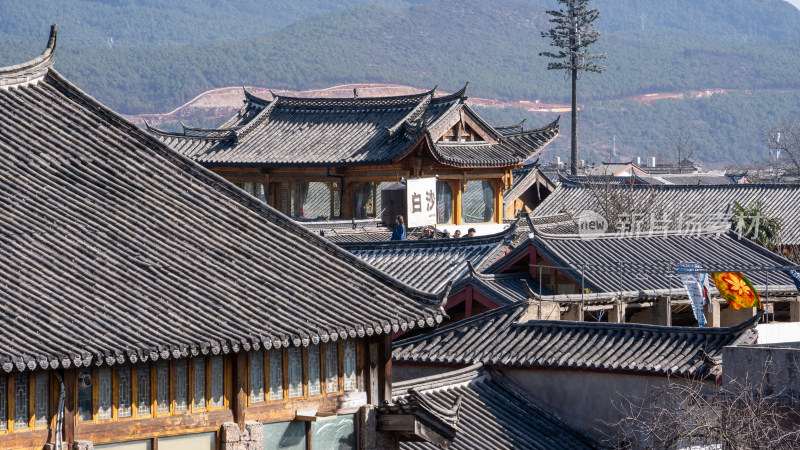 春节期间云南丽江白沙古镇综合场景