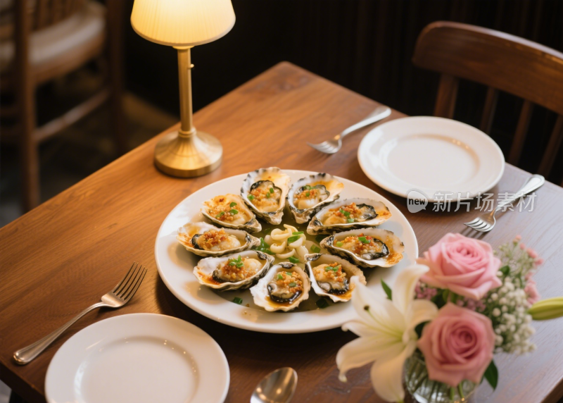 生蚝烤生蚝清蒸生蚝海鲜餐饮美食