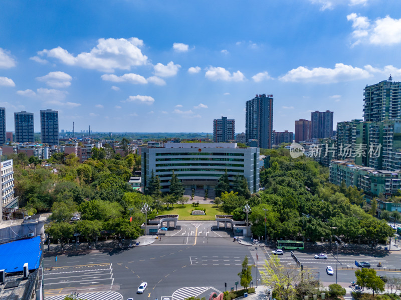 四川自贡市政府航拍图