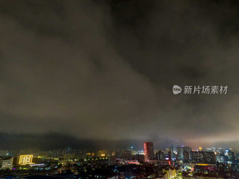 甘肃张掖夜景灯光航拍图