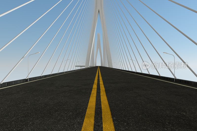 吊索桥桥梁模型 3D渲染