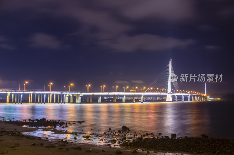 深圳湾公路大桥夜景灯光