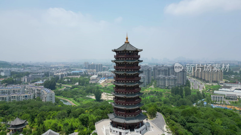 航拍湖北襄阳岘首山文化旅游景区