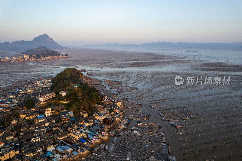 福建霞浦海岛海边滩涂日落晚霞自然风光