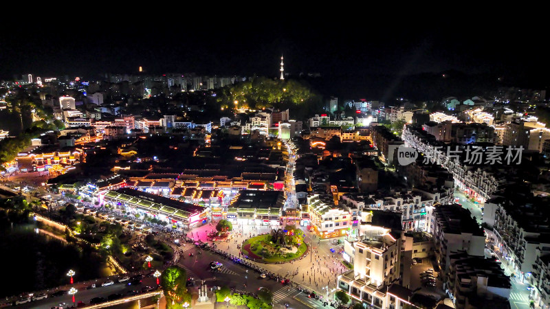 福建泰宁古城夜景灯光航拍